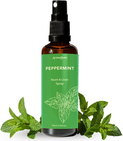 Peppermint Room, Linen & Pillow Spray by Aromafume | 100ml/3.38 fl oz | with Pure Peppermint Essential Oil | Aromatherapy Spray for Relaxation, Sleep & Stress Relief | Mist for Bedding, Fabrics