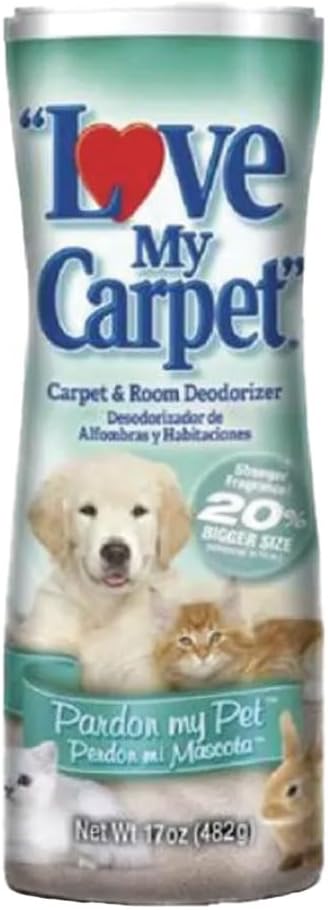 6 Love My Carpet | Carpet Deodorizer & Freshener Powder | 17 oz Pet Odor Eliminator for Strong Odor & Pet Urine | FRESH LINEN | Safe for Homes with Pets