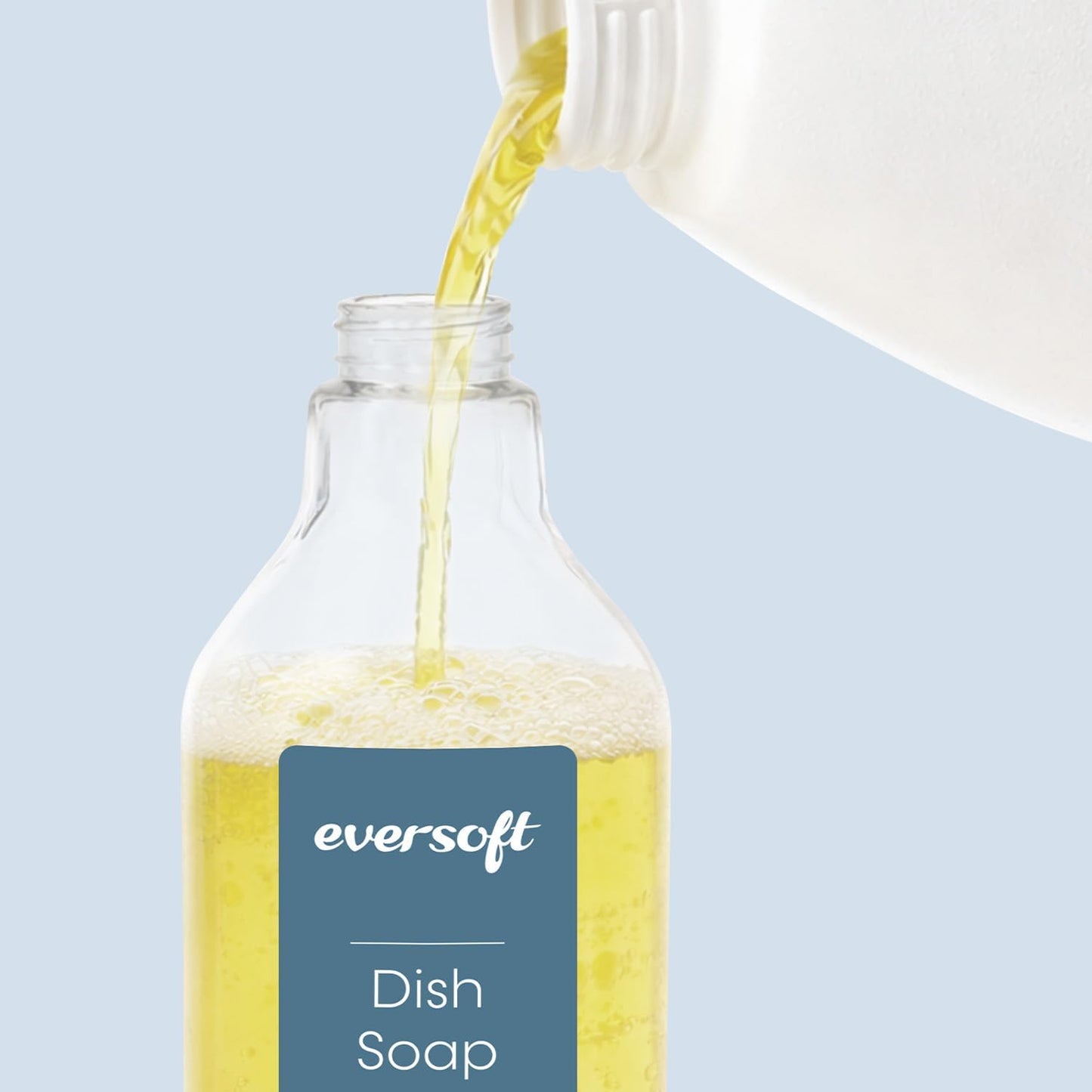 Eversoft Foaming Jet Dish Soap Spray Trigger Bottle for kitchen/bathroom/office/RV/Airbnb, 350 ml (12.0 oz), Sealed Refill Cartridges Sold Separately, Clear
