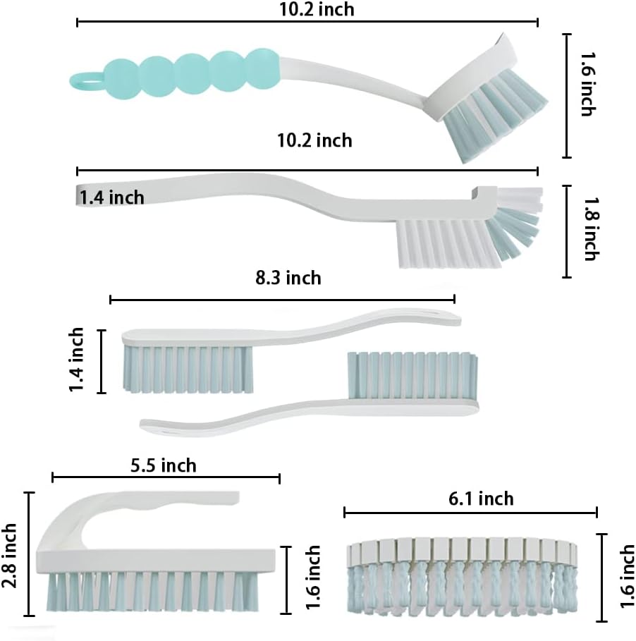 6 PCS Cleaning Brush, Scrub Brush Set for Kitchen and Bathroom Household Use with Various Brushes for Cleaning Dishes, Tiles, Corners and Floors