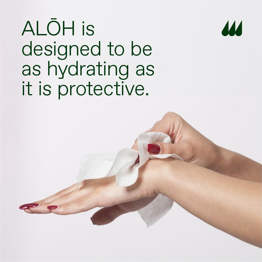 ALŌH Peppermint Eucalyptus + Aloe Sanitizing Hand Wipes - Clean Hands, Clear Mind On The Go Sanitizer for Kids and Adults - Travel Size 3 Pack 20ct Wipes (60 Wipes)