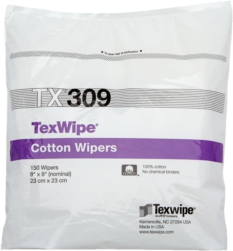 Texwipe TX309 TexWipe 9" x 9" Cotton Cleanroom Wiper (Pack of 300)