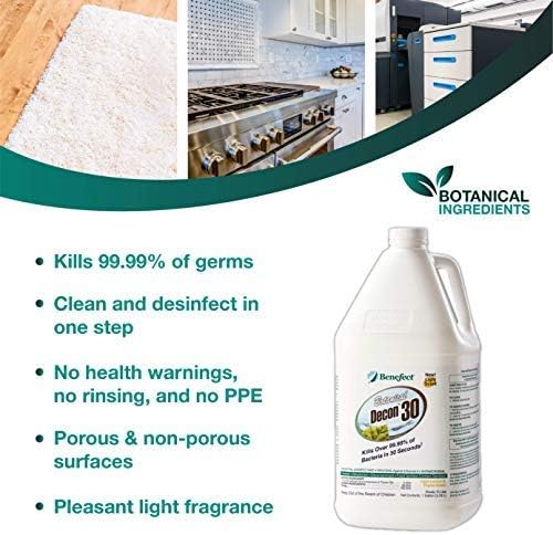 Benefect Botanical Decon 30 Disinfectant Cleaner, 4 oz. Spray Bottle, Light Lemon & Thyme Scent, Hospital Grade Disinfectant, Kills Over 99.99% of Germs, Safe for Food-Contact Surfaces (Pack of 4)