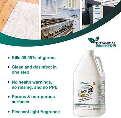 Benefect Botanical Decon 30 Disinfectant Cleaner, 4 oz. Spray Bottle, Light Lemon & Thyme Scent, Hospital Grade Disinfectant, Kills Over 99.99% of Germs, Safe for Food-Contact Surfaces (Pack of 4)
