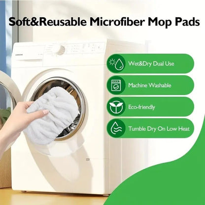 Reusable Microfiber Mop Pads Washable Wet Pads Compatible with Swiffer Sweeper Refills Pads for Wet & Dry Sweeping Cloths Mop Head Replacement for Household Cleaning (Green 4PCS)