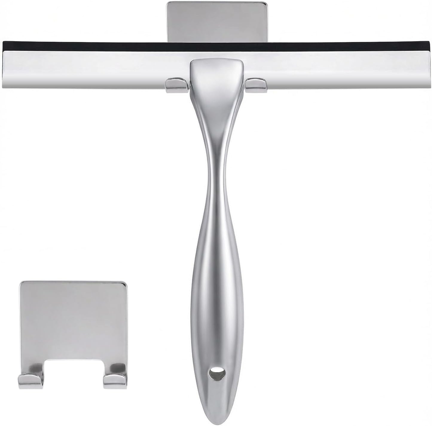 NETANY Shower Squeegee, 14-Inch Matte Black Squeegee, All-Purpose Stainless Steel Squeegee for Bathroom, Shower Doors, Mirrors, Tiles and Car Windows - 100% Streak Free