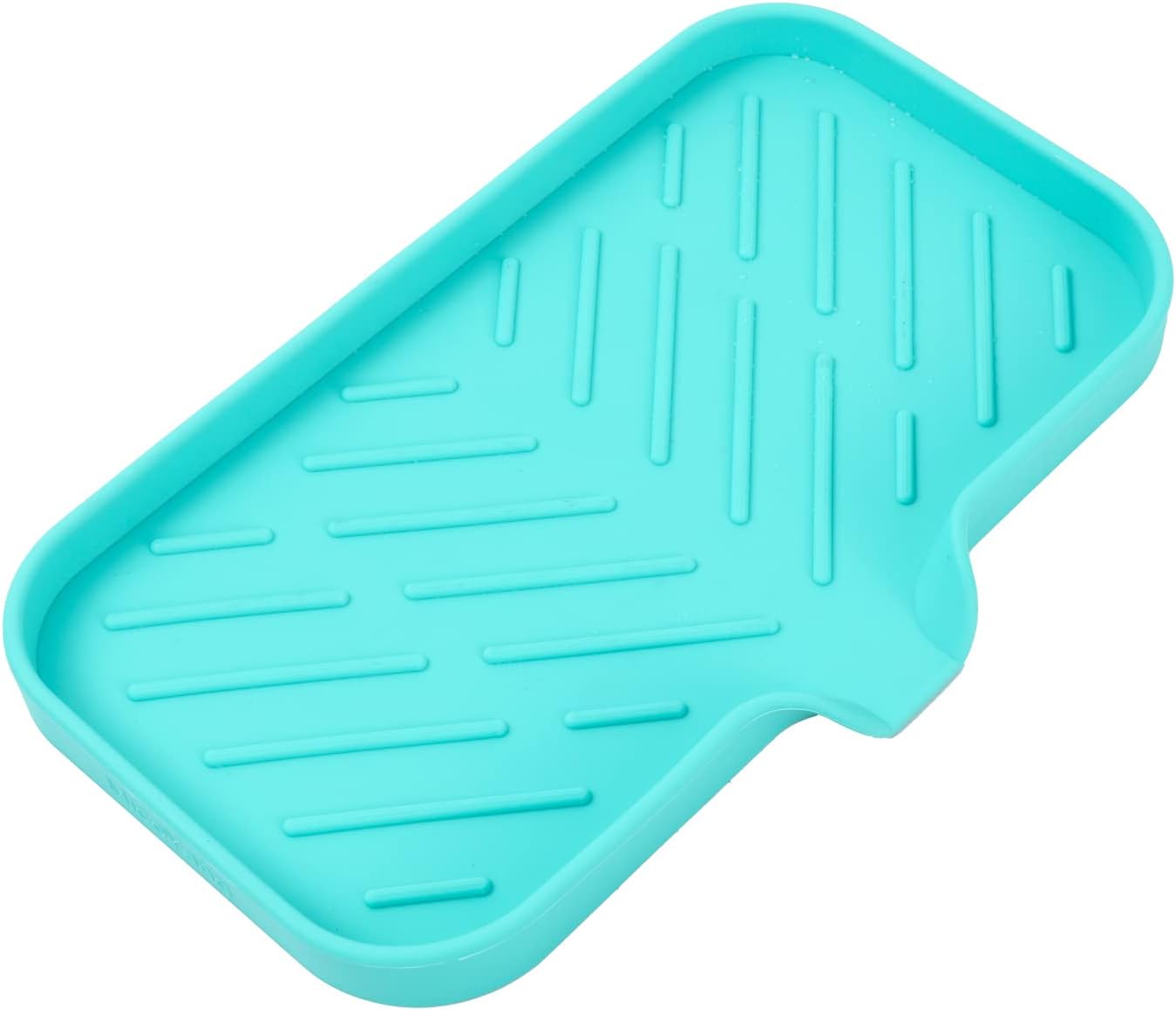 MicoYang Silicone Bathroom Soap Dishes with Drain Spout-Bathroom and Kitchen Sink Organizer,Sponge Holder,Dish Soap Tray,Perfect for Dispenser,Scrubber,Bottle,Cup on Sink or Counter-Black 4.9"×3.2"