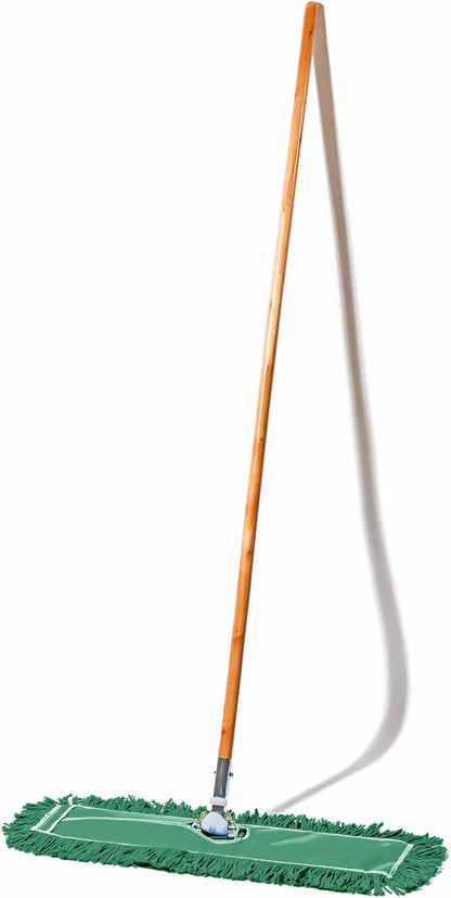 36 Inch Green Commercial Dust Mop & Floor Sweeper – Wood Handle Floor Mop for Tile, Hardwood & Concrete