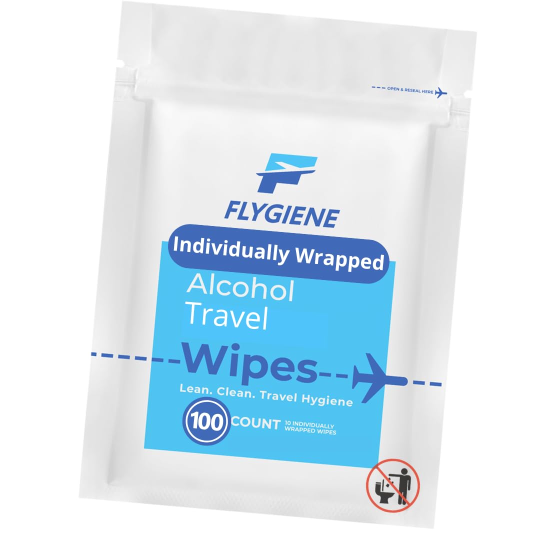 40 Count Sanitizing Wipes, 70% Alcohol, Individually Wrapped, Wet Wipes, Travel Size, Airplane Essentials