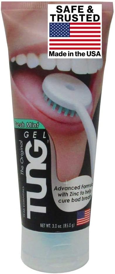 Tung Tongue Gel, Fresh Mint Tongue Cleaner Paste, Bad Breath Odor Eliminator, Halitosis Defense, BPA Free, USA Made (2-Pack)