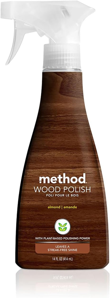Method Wood Polish, Almond, For Wood Surfaces, Furniture and Cabinets, 14 Ounces (Pack of 1)