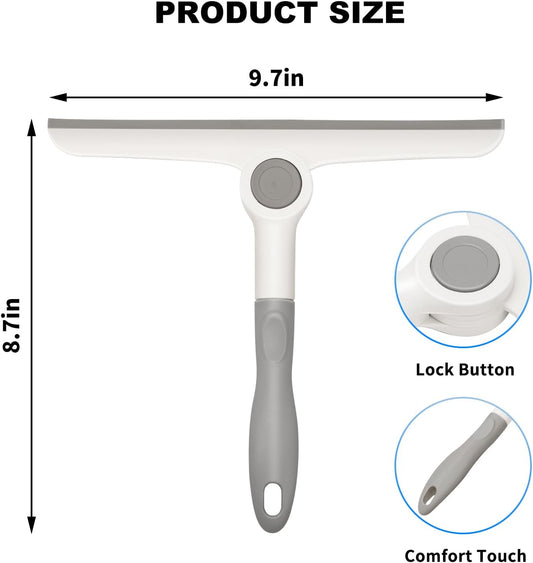Window Squeegee for Glass Doors，All-Purpose 9.7” Window Cleaning Squeegee, Handheld for Windows, Car Windshields & More，Grey (9.7" Window Squeegee)