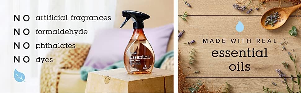 Febreze Fabric Spray, Fabric Refresher Essentials, Odor Eliminator for Strong Odor, Includes Lavender & Eucalyptus Essential Oil, Vetiver & Vanilla Essential Oil, 12.5 Oz (Pack of 3)