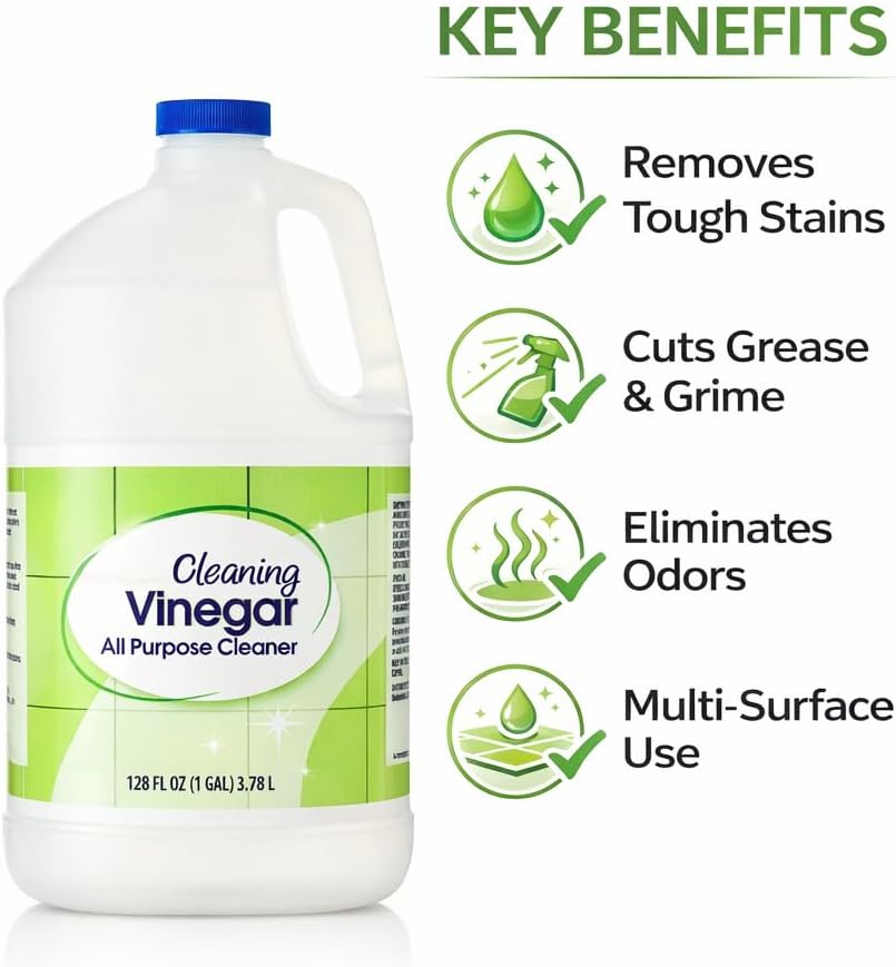 Cleaning Vinegar 128 fl oz – Multi-Purpose Liquid for Household Cleaning, Surface Care, Odor Neutralizing, and Everyday Use, Large Bottle for Home