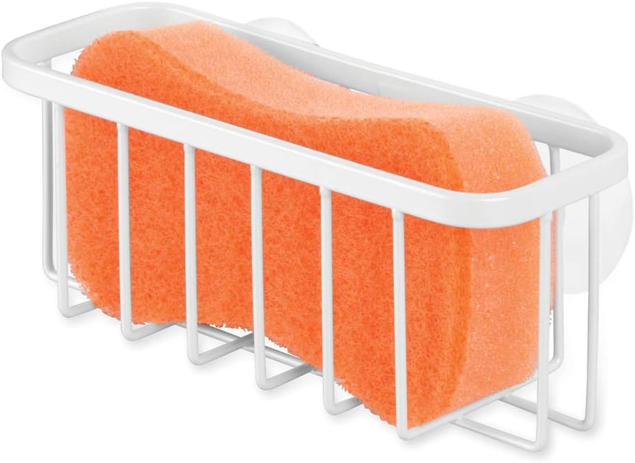 iDesign Stainless Steel Suction Sponge Holder, Kitchen Sink Sponge Caddy Organizer, 2-Pack, Polished