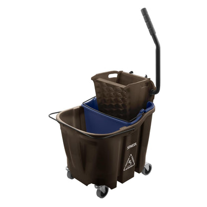Carlisle FoodService Products Omnifit Mop Bucket with Side Press Wringer and Soiled Water Insert for Floor Cleaning, Kitchens, Restaurants, And Janitorial Use, Polypropylene (Pp), 35 Quarts, Yellow