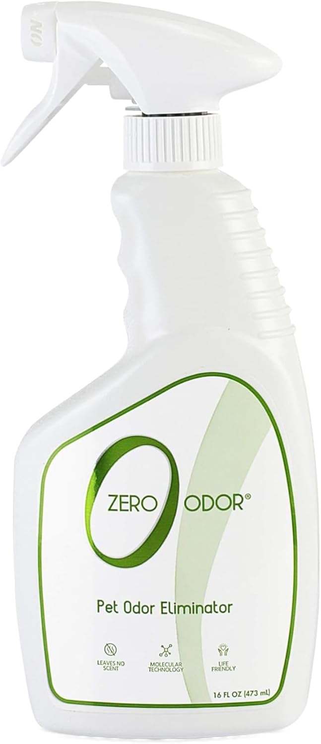 Zero Odor - Pet Odor Eliminator - Permanently Eliminate Air & Surface Odors – Patented Molecular Technology Best For Carpet, Furniture, Pet Beds - Smell Great Again (Over 400 Sprays Per Bottle)