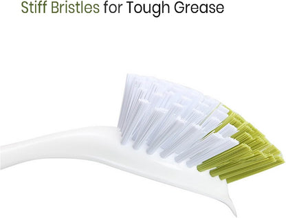 Dish Brush with Handle, Stiff Bristles Dish Scrubber for Pots, Pans & Sink Cleaning, 3 Pack