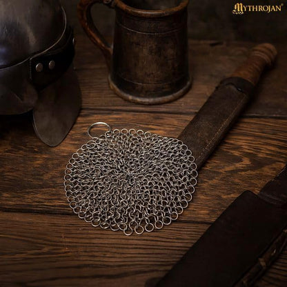 Chainmail Scrubber Cleaner 7.8" x 7.8" Premium 316L Stainless Steel Scrubber for Cast iron Pots,Pan, BBQ Grill, Wok and All Kitchenware Items - Stainless Steel