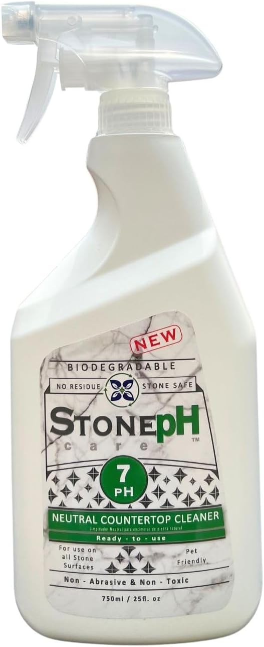 Countertop Cleaner Spray - Daily Granite Cleaner Spray - Stone Cleaner- Ph Neutral Formula For Kitchen & Home Cleaning Surfaces Marble, Quartz, Lemon, (25 Fl. Oz)