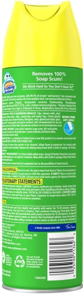 Scrubbing Bubbles Bathroom and Shower Cleaner Aerosol, Foaming Action Bathroom Grime Fighter, Citrus Scent, 20oz (Pack of 1)