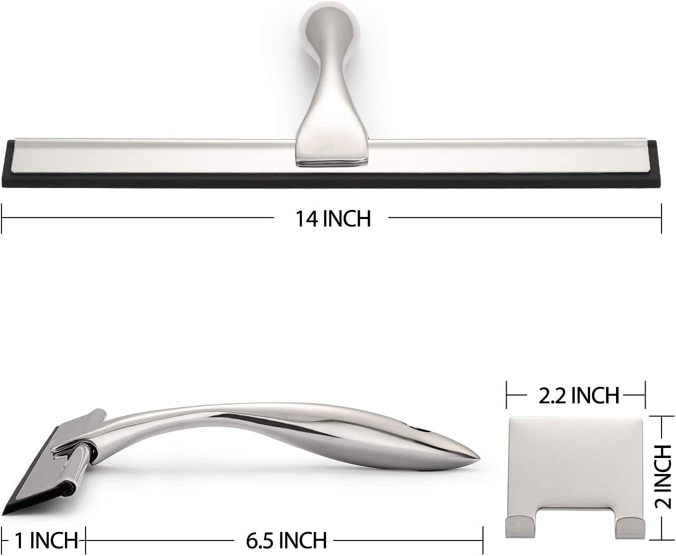 Hiware All-Purpose Shower Squeegee for Shower Doors, Bathroom, Window and Car Glass - Stainless Steel, 10 Inches