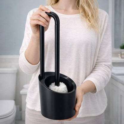 Toilet Bowl Brush and Holder Set Made in Japan - Magnetic Floating Storage, Scratch-Resistant Round Brush, Durable Bristles, Sanitary Bathroom Cleaner (1, Brush with Holder, Black)