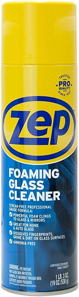 Zep Foaming Glass Cleaner - 19 oz (Case of 12) ZUFGC19 - Streak-Free Professional Grade Formula that Dissolves Dirt, Fingerprints and Grime on Glass, Mirrors, Windows and Plexiglas in Home, Business,