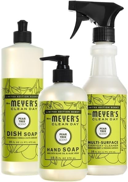 Mrs. MEYER'S Kitchen Set, Dish Soap, Hand Soap, and Multi-Surface Cleaner, 3 CT (Snowdrop)