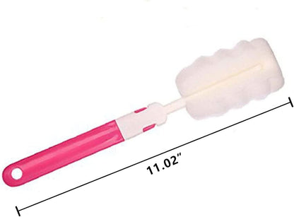 Bottle Brush Sponge Cup Brush Set with 4 Replacement Brush Head Portable Long Handle Water Bottle Cleaner Brush, for Baby Bottles Vacuum Flasks (4 Brushes + 4 Heads)