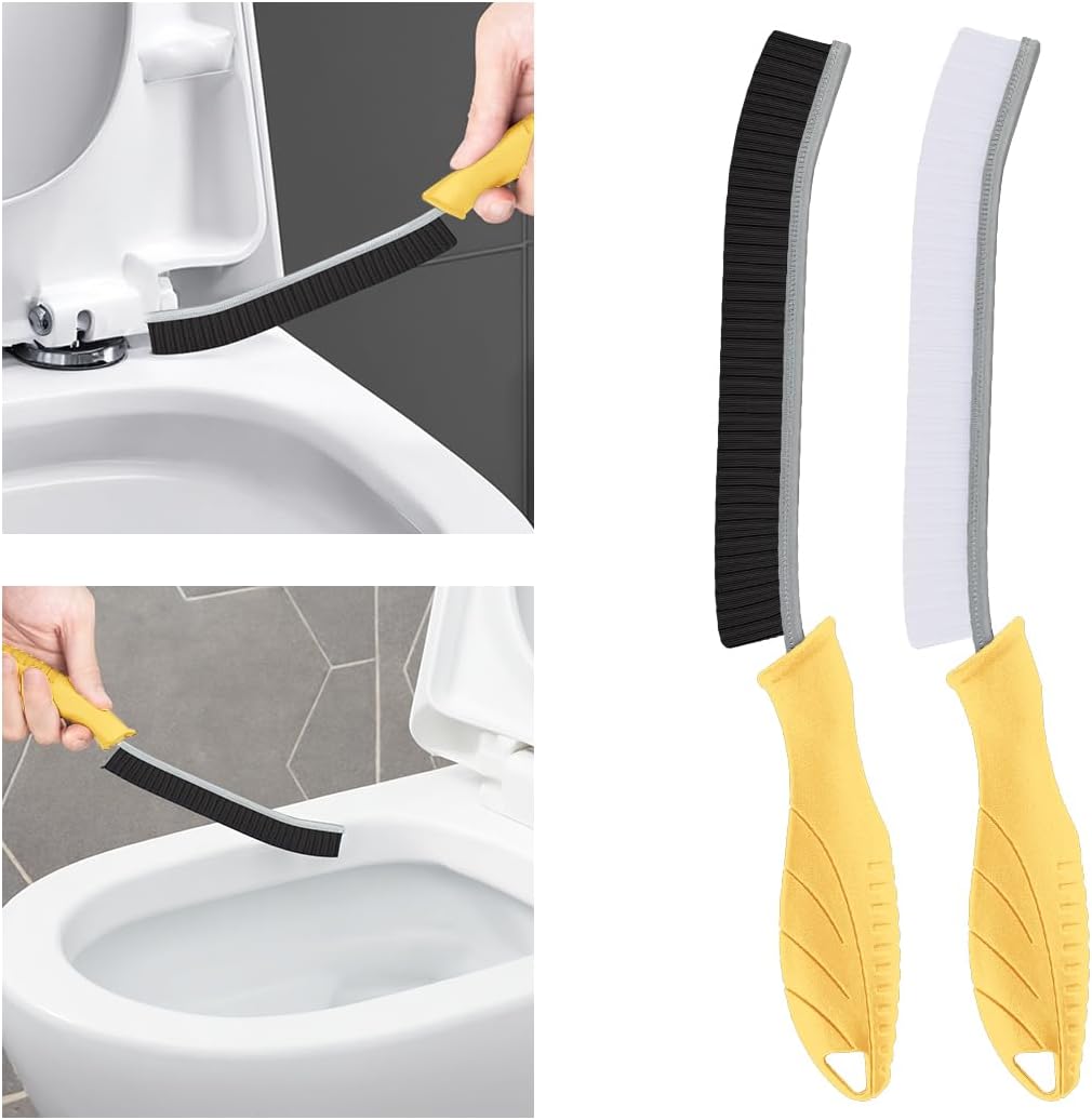 Toilet Brush, 4 Pcs Bathroom Cleaning Brush, Gap Scrub Brush with Hanging Hole, Multifunctional Hard Bristle Crevice Cleaning Brush, Cleaner Tools for Sinks, Tub, Shower, Tile, Toilet Seat (4, Black)