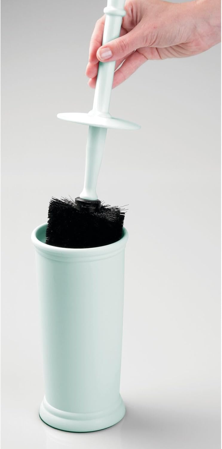 mDesign Metal Freestanding Slim Toilet Bowl Brush and Holder