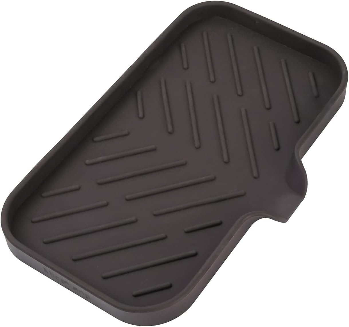 MicoYang Silicone Bathroom Soap Dishes with Drain Spout-Bathroom and Kitchen Sink Organizer,Sponge Holder,Dish Soap Tray,Perfect for Dispenser,Scrubber,Bottle,Cup on Sink or Counter-Black 4.9"×3.2"