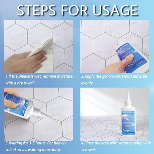 Sugelary Mold Stain Cleaning Gel, 5 Fl oz All-Purpose Household Cleaner Gel for Front Loader Seal, Bathroom Grout, Sink, Shower, Caulk, Washing Machine Cleaning Solution