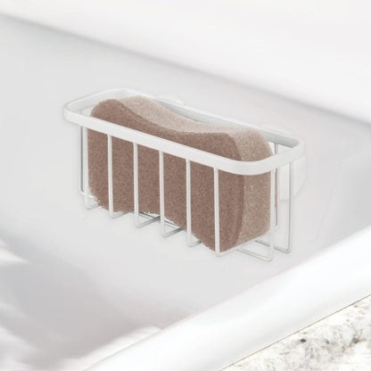 iDesign Stainless Steel Suction Sponge Holder, Kitchen Sink Sponge Caddy Organizer, 2-Pack, Polished