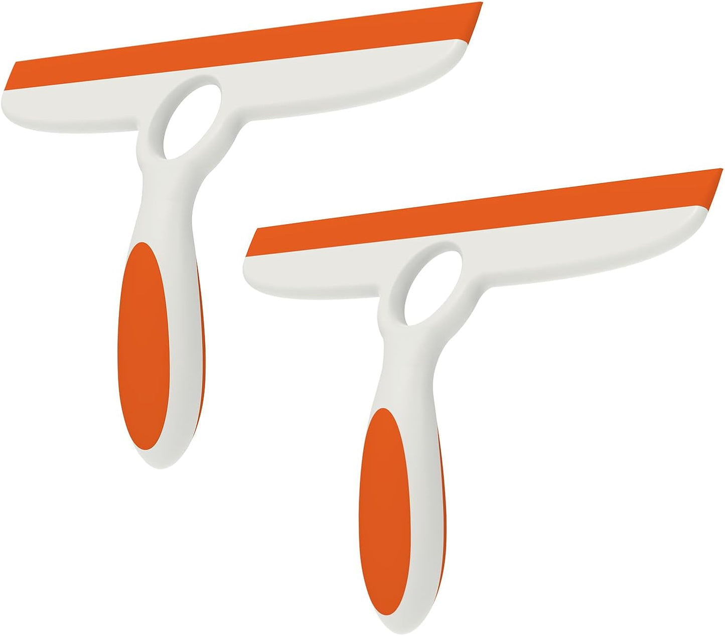 Shower Squeegee for Glass Doors & Walls - 10" Squeegee with Adhesive Hook - Pack of 2/Gray