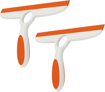 Shower Squeegee for Glass Doors & Walls - 10" Squeegee with Adhesive Hook - Pack of 2/Gray