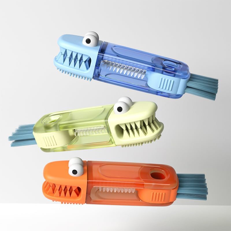 4-in-1 Bottle Cleaning Brush Set, Multifunction Silicone Cup Lid Gap Cleaner, Home Kitchen Crevice Cleaning Tools, 3 Pcs, Multicolor