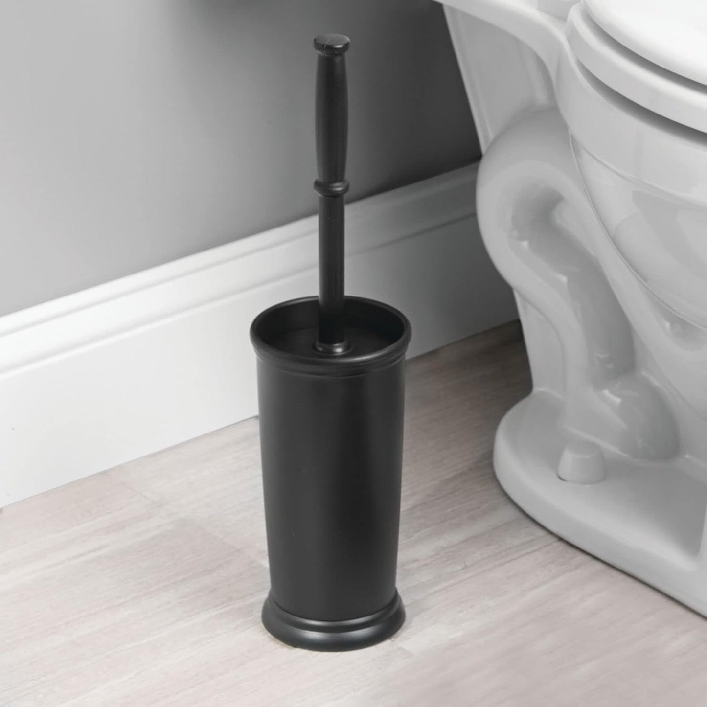 mDesign Metal Freestanding Slim Toilet Bowl Brush and Holder