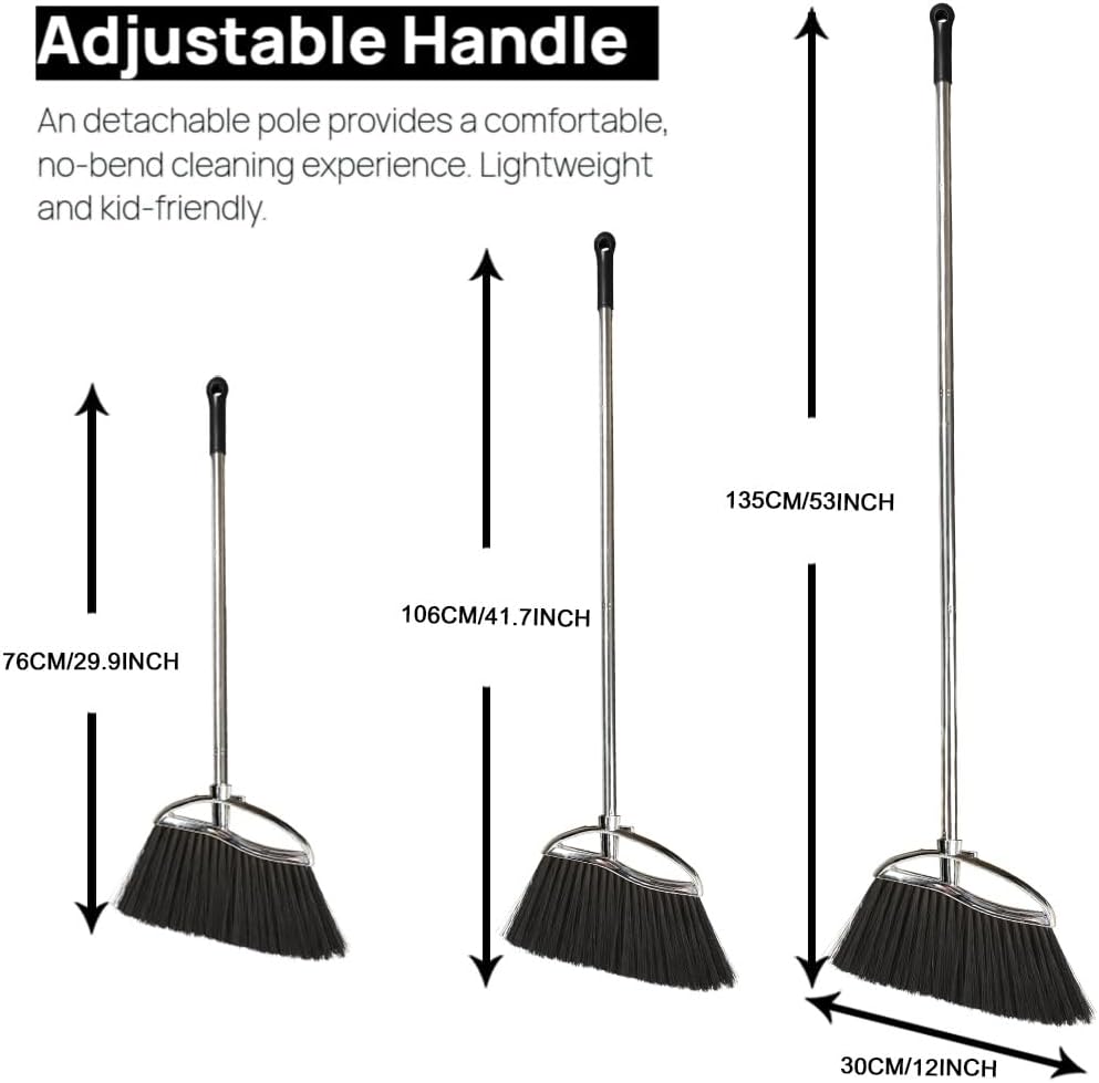 Indoor Soft Bristles Sweeping Broom,Long Handle Kitchen Angle Broom for Floor Cleaning Home Office Hardwood