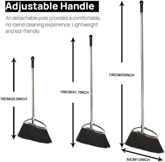 Indoor Soft Bristles Sweeping Broom,Long Handle Kitchen Angle Broom for Floor Cleaning Home Office Hardwood