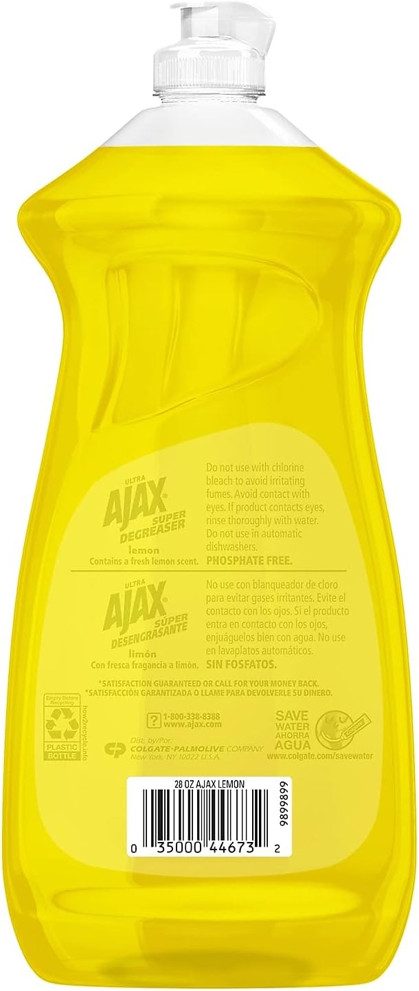 Ajax Super Degreaser Dish Liquid, Lemon, 14 Fluid Ounce