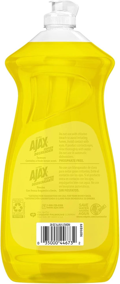 Ajax Super Degreaser Dish Liquid, Lemon, 14 Fluid Ounce
