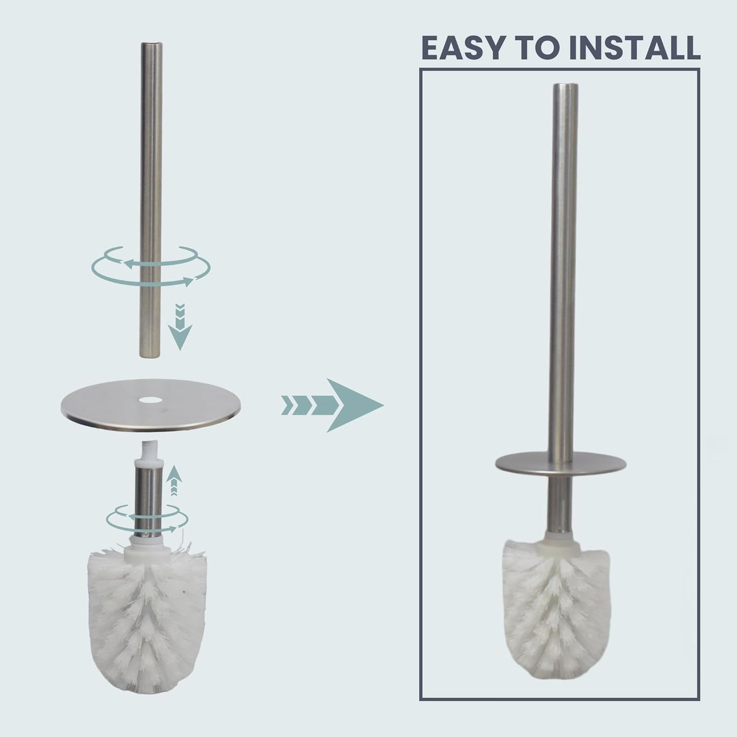 Escenzy Turquoise Green Toilet Brush and Holder Set Mosaic Glass | Non-Rustic Stainless Steel | Practical & Decorative Toilet Bowl Brush and Holder | Luxury Green Bathroom Accessories