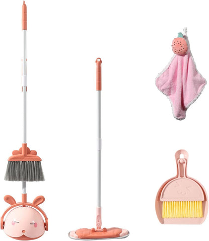 Midoneat Kids Cleaning Toy Set, Mini Child Broom, Mop and Dustpan, Little Housekeeping Helper Set ,Pretend Home Cleaning Play Set for Toddler Age 1-5,6pcs (Green)