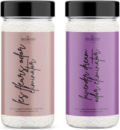 Home “Les Fleurs” Carpet Deodorizer Powder – Natural Odor Eliminator for Carpets, Upholstery, Spring Cleaning, & Dog Beds – Pet-Friendly – Pink Peony, Iris & White Musk
