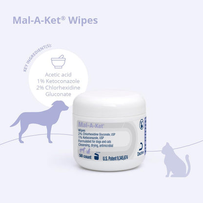Mal-A-Ket Wipes, 2.25" Round, 50 Count jar