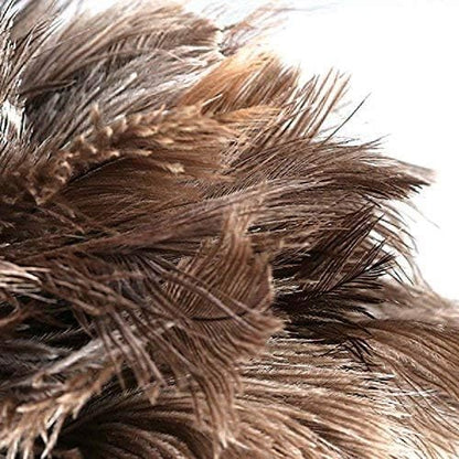 Ostrich Feather Duster for Cleaning-Furniture Dusters with Handle Ddzmz Hand Duster with Fluffy Natural Genuine Feather Reusable Household Duster, Gray and Brown(Length 16")