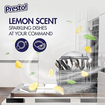 Amazon Brand - Presto! Triple Action Dishwasher Pacs, Lemon Scent, 70 Count