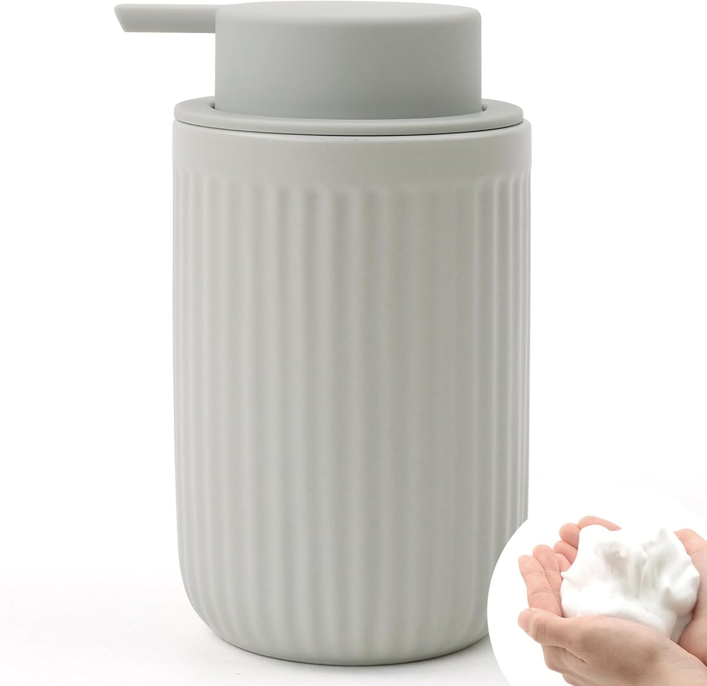 BosilunLife Dish Hand Soap Dispenser - Liquid Pump Soap Dispenser for Bathroom Decro 12oz Ceramic Kitchen Dish Dispenser with Rust-Proof Liquid Pump Modern Refillable Lotion Bottles
